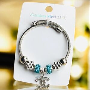 Elegant Silver and Blue Charm Bracelet